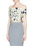 Front View - Click To Enlarge - 72723 - Daisy print bonded crepe Bardot top