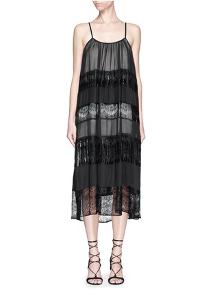 Main View - Click To Enlarge - ALICE & OLIVIA - 'Dejas' lace pleat trapeze dress
