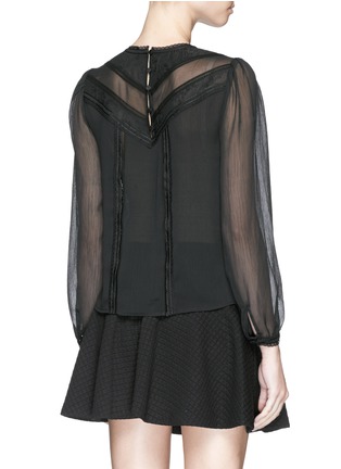 Back View - Click To Enlarge - ALICE & OLIVIA - 'Dayna' sheer sleeve lace embroidery blouse