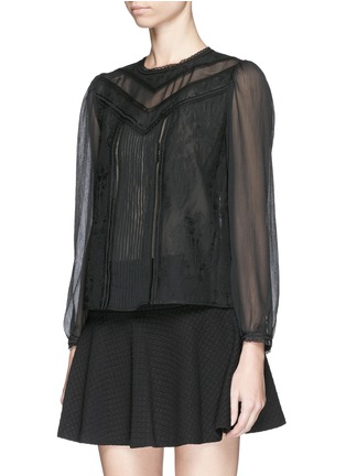Front View - Click To Enlarge - ALICE & OLIVIA - 'Dayna' sheer sleeve lace embroidery blouse