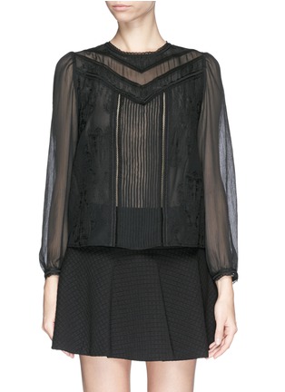 Main View - Click To Enlarge - ALICE & OLIVIA - 'Dayna' sheer sleeve lace embroidery blouse