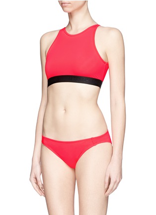 Front View - Click To Enlarge - BETH RICHARDS - 'Fel' logo cropped swim top