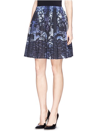 Front View - Click To Enlarge - LANVIN - Running animal print elastic cotton skirt