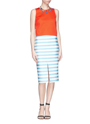 Figure View - Click To Enlarge - TANYA TAYLOR - 'Bundy' stripe neoprene pencil skirt