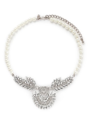 Main View - Click To Enlarge - KENNETH JAY LANE - Pearl and crystal feather necklace