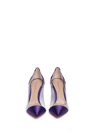 Front View - Click To Enlarge - GIANVITO ROSSI - 'Plexi' clear PVC satin pumps