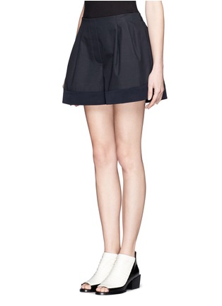 Front View - Click To Enlarge - 3.1 PHILLIP LIM - Silk cuff cotton shorts