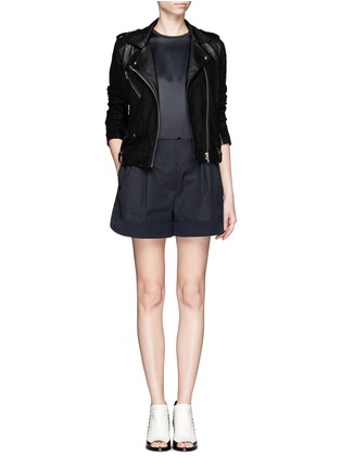 Figure View - Click To Enlarge - 3.1 PHILLIP LIM - Silk cuff cotton shorts