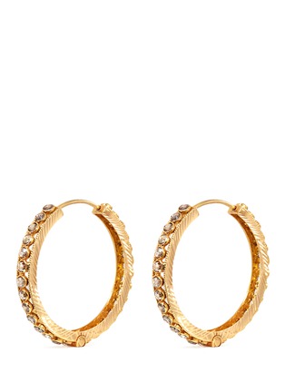 Main View - Click To Enlarge - AISHWARYA - Diamond 18k yellow gold textured hoop earrings