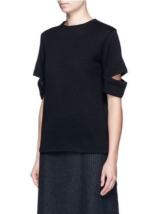 Front View - Click To Enlarge - SONG FOR THE MUTE - Split sleeve wool knit T-shirt