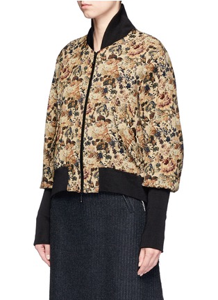 Front View - Click To Enlarge - SONG FOR THE MUTE - Floral jacquard cropped bomber jacket
