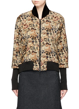 Main View - Click To Enlarge - SONG FOR THE MUTE - Floral jacquard cropped bomber jacket