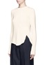 Front View - Click To Enlarge - SONG FOR THE MUTE - Asymmetric raw silk knit sweater