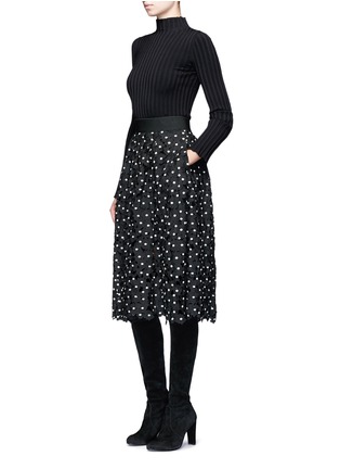 Figure View - Click To Enlarge - SELF-PORTRAIT - 'Daisy' floral guipure lace midi skirt