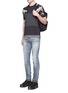 Figure View - Click To Enlarge - - - 'Stretch 14' slim fit light wash distressed jeans