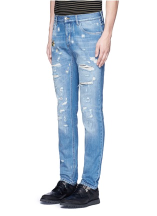 Front View - Click To Enlarge - - - 'Gold 14' regular fit distressed and embroidered jeans
