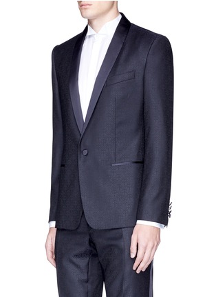 Front View - Click To Enlarge - - - 'Martini' satin trim wool jacquard tuxedo suit
