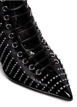 Detail View - Click To Enlarge - 73426 - 'Lucrezia' crystal patent leather lace-up boots
