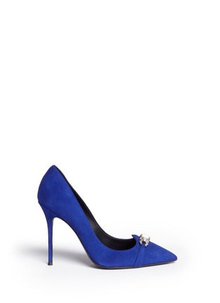 Main View - Click To Enlarge - 73426 - 'Lucrezia' glass crystal suede pumps