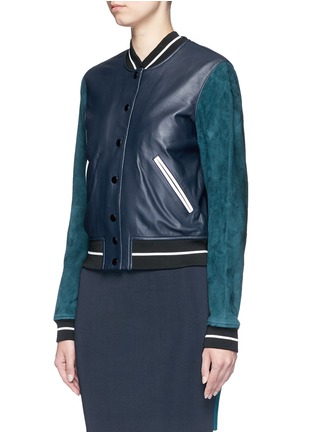 Front View - Click To Enlarge - RAG & BONE - 'Alix' colourblock leather suede bomber jacket