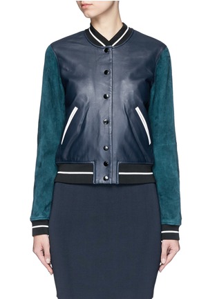Main View - Click To Enlarge - RAG & BONE - 'Alix' colourblock leather suede bomber jacket