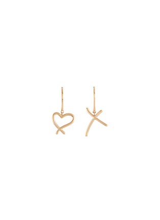 Main View - Click To Enlarge - STEPHEN WEBSTER - 'Neon Heart and Kiss' 18k yellow gold mismatched drop earrings