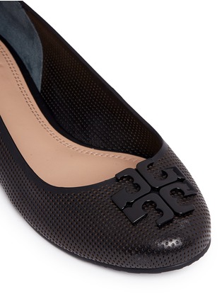 Detail View - Click To Enlarge - TORY BURCH - 'Lowell 2' metal logo perforated leather flats