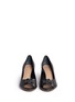 Front View - Click To Enlarge - TORY BURCH - 'Lowell' perforated leather wedge pumps