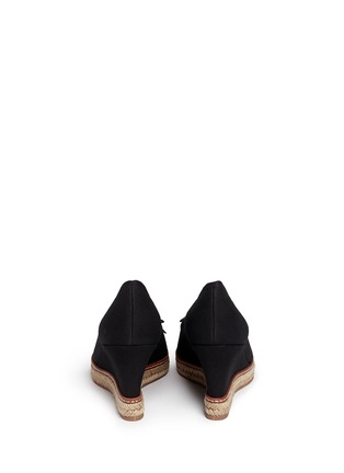 Back View - Click To Enlarge - TORY BURCH - 'Jackie' canvas espadrille wedge peep toe pumps