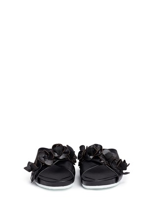 Front View - Click To Enlarge - TORY BURCH - 'Blossom' floral appliqué leather slide sandals