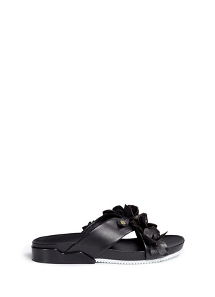 Main View - Click To Enlarge - TORY BURCH - 'Blossom' floral appliqué leather slide sandals