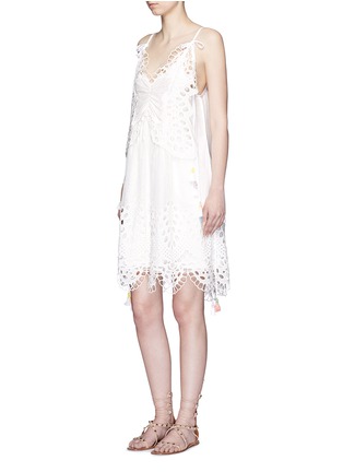 Figure View - Click To Enlarge - CHLOÉ - Butterfly broderie anglaise tassel tulle dress