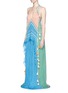 Figure View - Click To Enlarge - CHLOÉ - Tassel drawstring rainbow silk crépon halterneck gown