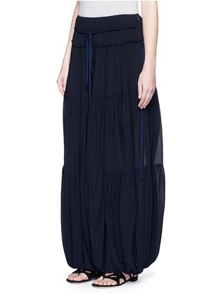 Front View - Click To Enlarge - CHLOÉ - Drawstring wide leg crepe harem pants