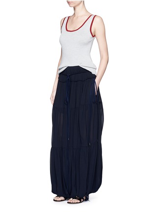 Figure View - Click To Enlarge - CHLOÉ - Drawstring wide leg crepe harem pants