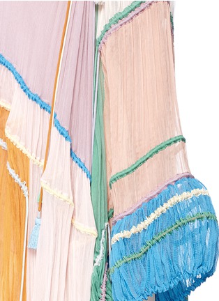 Detail View - Click To Enlarge - CHLOÉ - Rainbow silk crépon tassel drawstring poncho dress