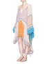 Figure View - Click To Enlarge - CHLOÉ - Rainbow silk crépon tassel drawstring poncho dress