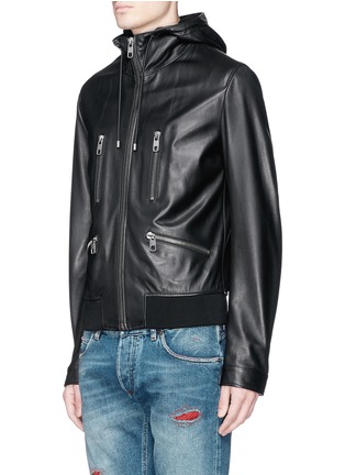 Front View - Click To Enlarge - - - Hood leather jacket