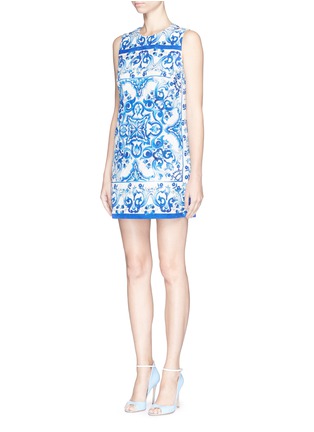 Front View - Click To Enlarge - - - Maiolica print brocade shift dress