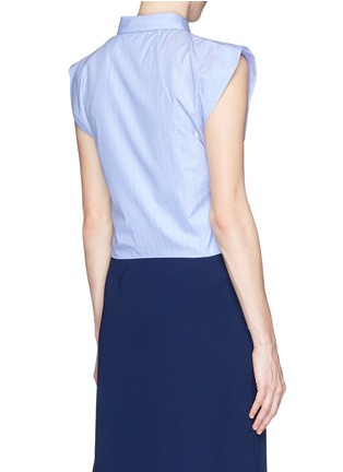 Back View - Click To Enlarge - MO&CO. EDITION 10 - Tie front stripe cropped shirt
