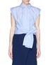 Main View - Click To Enlarge - MO&CO. EDITION 10 - Tie front stripe cropped shirt