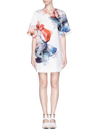 Main View - Click To Enlarge - MO&CO. EDITION 10 - Digital floral print crepe T-shirt dress