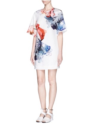 Figure View - Click To Enlarge - MO&CO. EDITION 10 - Digital floral print crepe T-shirt dress