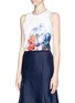Front View - Click To Enlarge - MO&CO. EDITION 10 - Sequin digital floral print cropped top