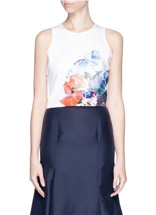 Main View - Click To Enlarge - MO&CO. EDITION 10 - Sequin digital floral print cropped top