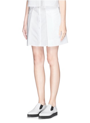 Front View - Click To Enlarge - T BY ALEXANDER WANG - Folded cotton Oxford A-line skirt