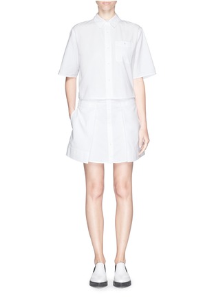 Figure View - Click To Enlarge - T BY ALEXANDER WANG - Folded cotton Oxford A-line skirt