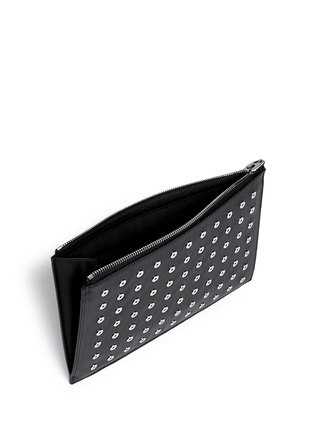 Detail View - Click To Enlarge - ALEXANDER WANG - 'Prisma' eyelet leather flat zip pouch
