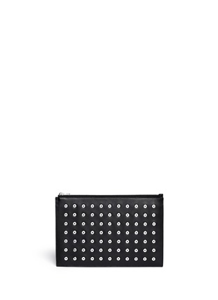 Main View - Click To Enlarge - ALEXANDER WANG - 'Prisma' eyelet leather flat zip pouch