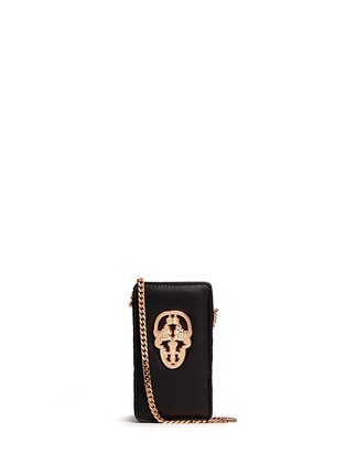 Main View - Click To Enlarge - THOMAS WYLDE - 'Who's Calling' metal skull leather phone case